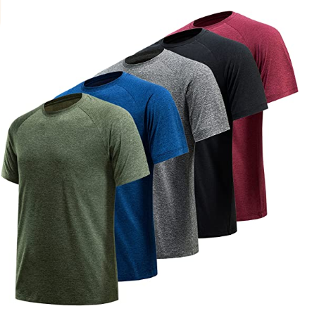 Men's Fitness Shirts Short Sleeve Quick Dry Sports Fitness Performance T Shirt Tops