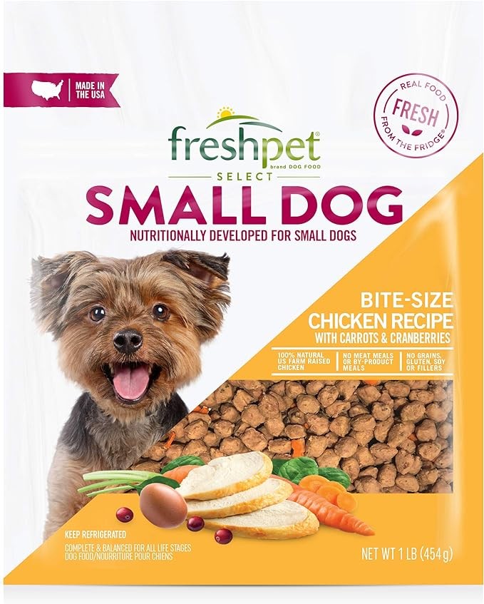 Freshpet Healthy & Natural Food for Small Dogs/Breeds, Fresh Grain Free Chicken Recipe, 1lb