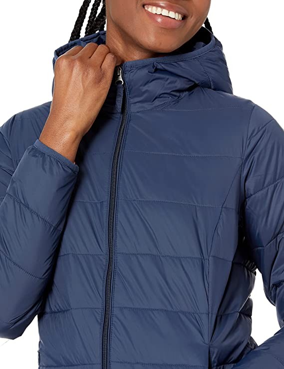 Essentials Women's Lightweight Water-Resistant Hooded Puffer Coat
